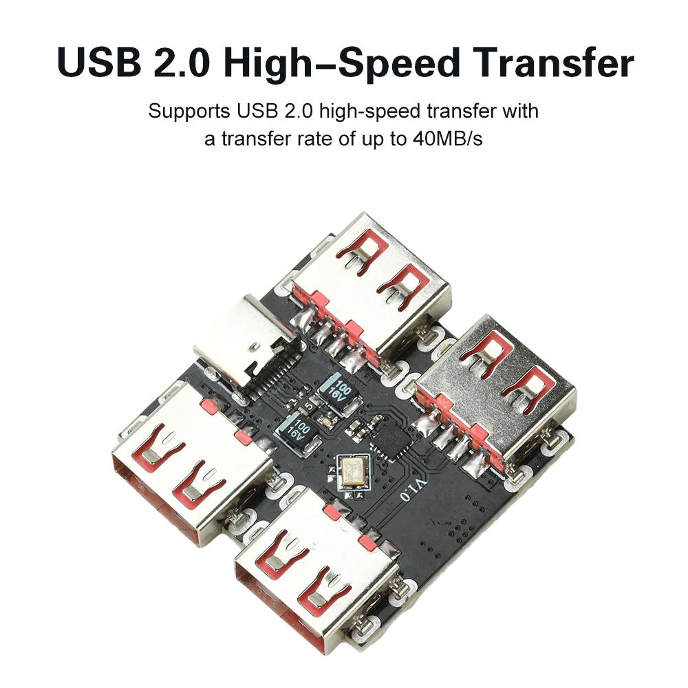 XL334P4 USB 2.0 4-Port Controller Expansion Module USB Hub Expansion Dock Motherboard USB 2.0 to 4-Channel Splitter Type-C