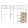 Loft bed 140*200 with ladder, children's bed with iron frame and storage shelf, wardrobe white (Old SKU LDB00198AAK)