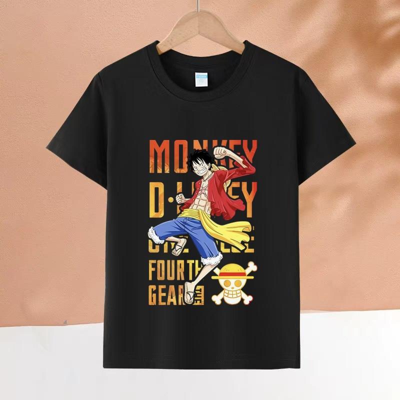 One Piece Luffy Kids Cotton TShirt Adult Boys Girls Family Matching Casual Tee Cute Anime Monkey D Luffy Print Summer Tops