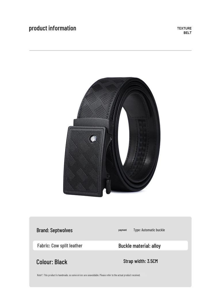 Seven Wolves Men's Leather Belt with Automatic Buckle - Versatile, High-End Business Accessory and Gift.