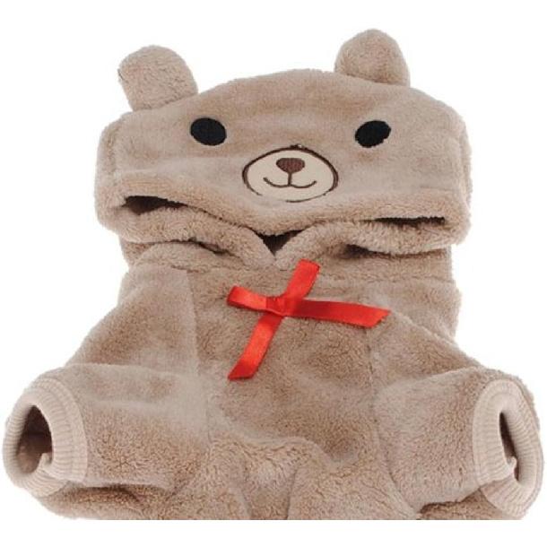 Cozy Dog Outfits Pet Apparel, Cute Heart Bear Costume Jumpsuit Hoodies Sweater Coat Clothes for Small Dogs Puppy Pets Cats, L Light Coffee