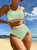 New bikini two-piece high-waisted webbing triangular slim swimsuit for women