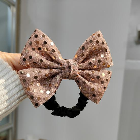 Red & Gray Autumn/Winter Large Bow Hair Tie for Women