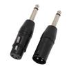 1 Paar XLR-Adapter Schwarz Professionell 6,35 mm 1/4 Zoll Stecker auf XLR Stecker/Buchse Adapter für Mischpult Mikrofon Verstärker