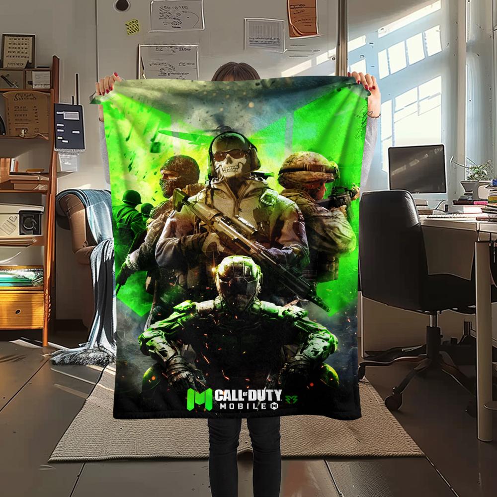 1Pc Call Duty Print Flannel Blanket, High Quality Comfortable for All Seasons, Home Decor, Warmth and Comfort, Perfect for Christmas Gifts