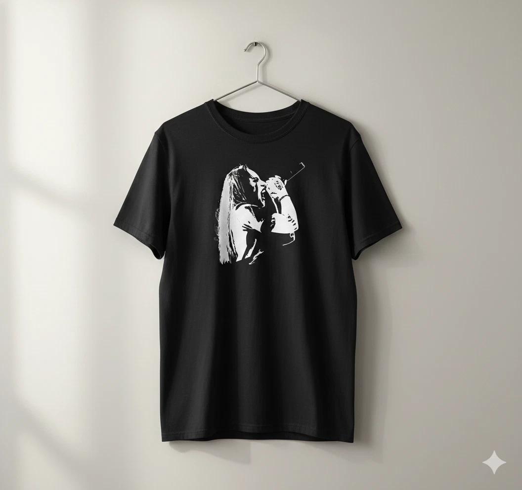 Unisex Adult Casual Music Rock Singer Microphone Silhouette Graphic... S