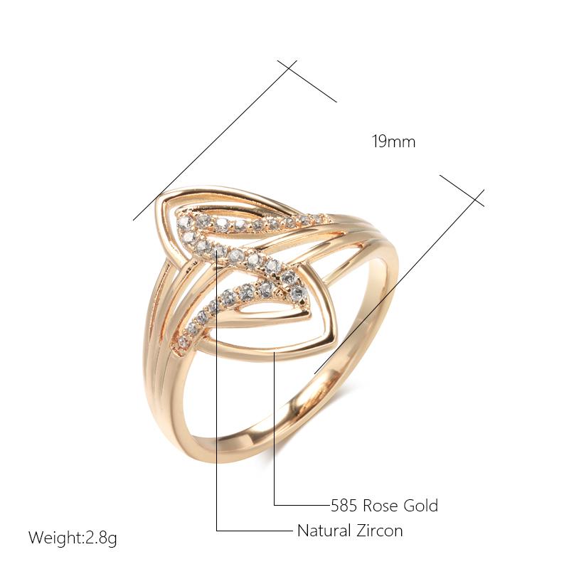 New Fine Curve Women Rings  Rose Gold With Micro Wax Inlay Natural Zircon Ethnic Bride Ring Unique Fashion Jewelry