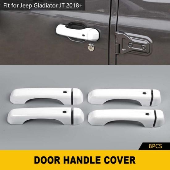 4x White Exterior Door Handle Shell Cover Trim for Jeep Wrangler Gladiator 2018+