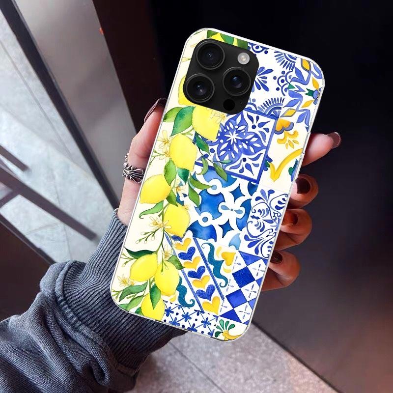 Mediterranean Lemon Phone Case For iPhone 17 Air 16 15 Pro Max 14 Plus 13 Mini 12 11 Cover 7 8 SE Silicone Shell Print Fundas 17
