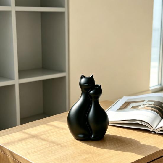 3D-gedruckte Katzenvase, Minimalistische nordische Stil Blumenarrangement Vase, Umarmende Katze Blumenvase, Dekorative Katzenpaar Vase Haus Büro Geschenk