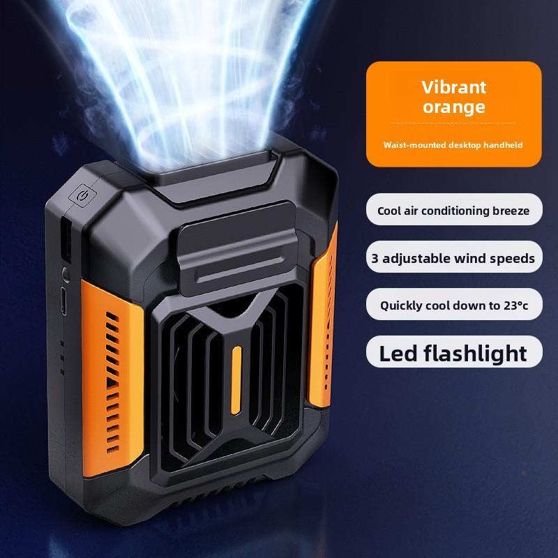 Portable Usb Rechargeable Waist Fan With 3 Speed Settings For Outdoor Worksite Comfort