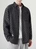 Men's Plaid Denim Jacket - Casual Loose Fit, Long Sleeve, Plus Size, Trendy Fall/Spring Style.