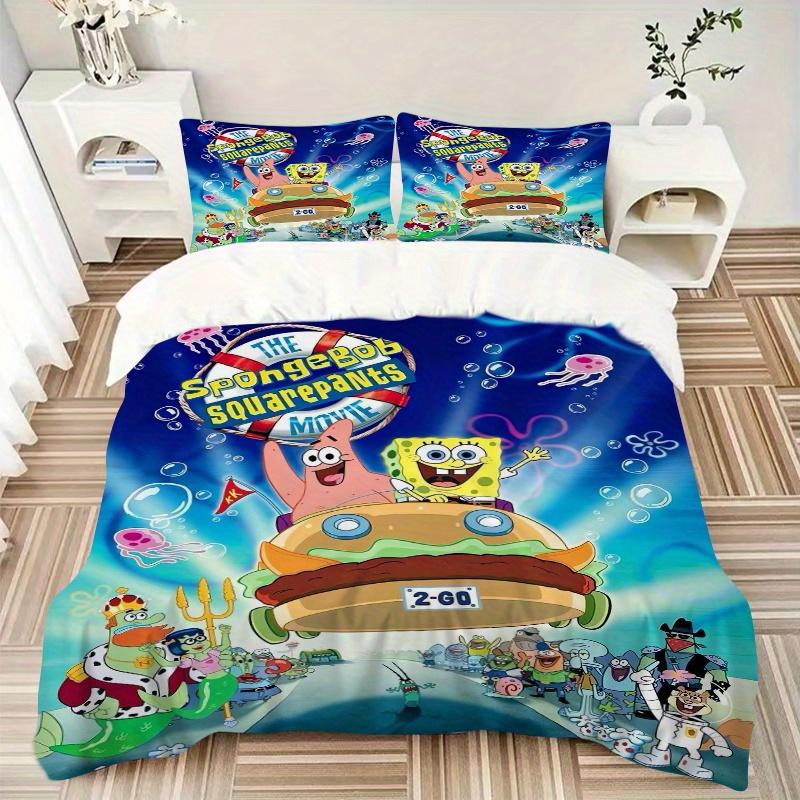Set Biancheria da Letto Design Edizione Film SpongeBob 3 Pezzi Include Copripiumino e Federe, Adatto a Tutte le Stagioni F083