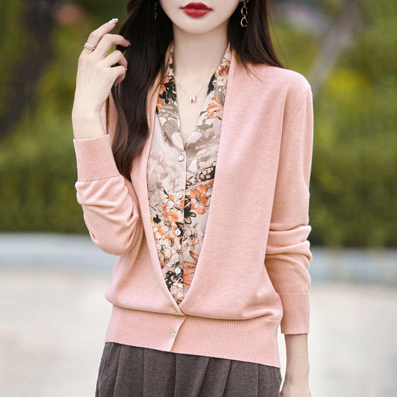 Erdos Damen Kaschmir-Cardigan mit langen Ärmeln - 2024 Herbst Dünner Wollstrick Zweiteiliger Pullover