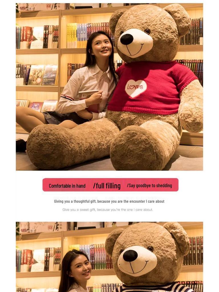 Giant Plush Teddy Bear Pillow for Hugging and Sleeping - Perfect for Girls