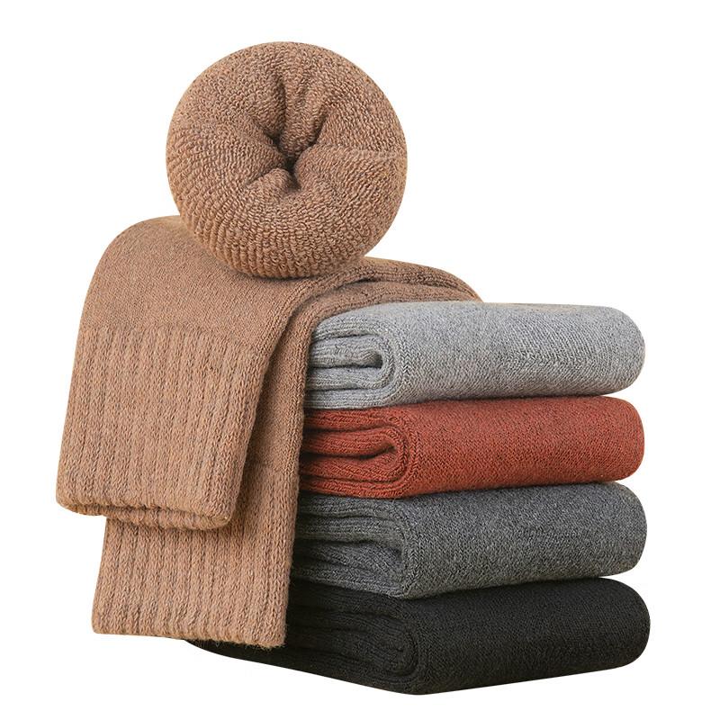 Hengyuanxiang Women's Mid-Calf Thick Wool Thermal Socks - 5 Pairs