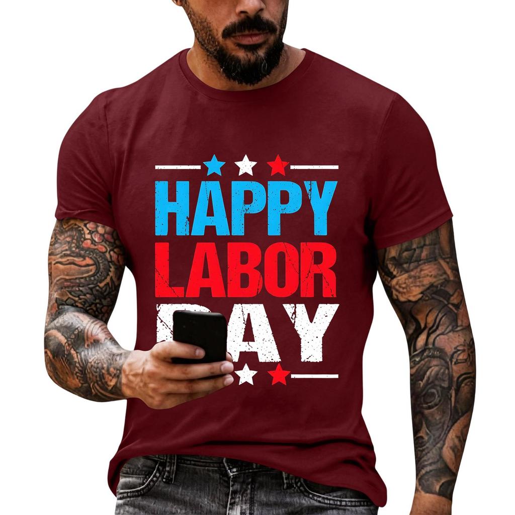 Men's Casual Loose Fit Short Sleeve T-Shirt Crew Neck Printed Graphic Tee Summer Top for Everyday Wear