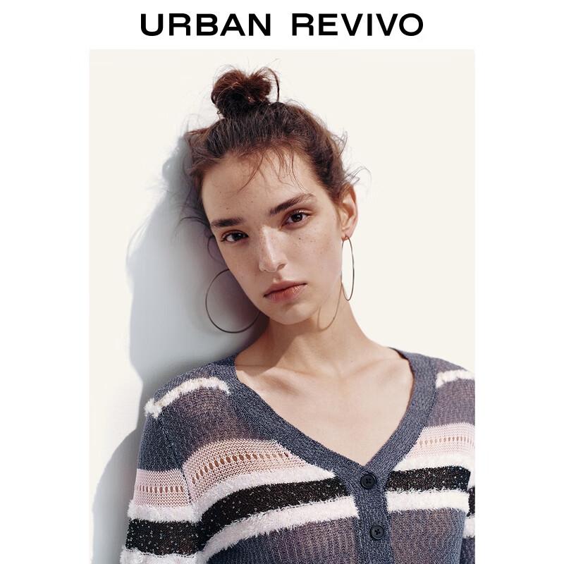 UR Women's Color-block Hollow-out Knit Cardigan