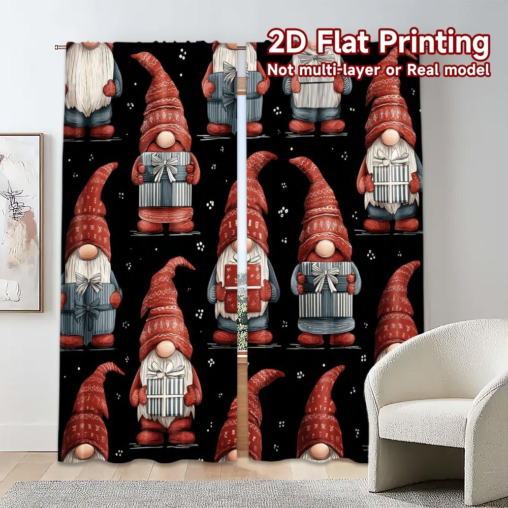 2D Flat Printing,JIT 2pcs, Curtains (Without Rod) GnomeGreetings Popular Pattern Curtains Versatile Polyester Curtains