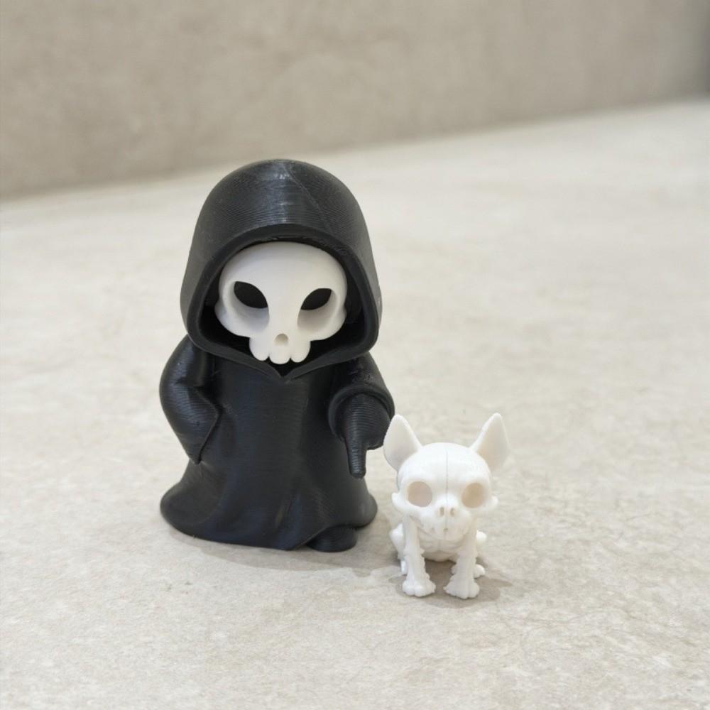 Cute Grim Reaper Toy PLA Halloween Miniature Ghost Desk Statue 3D Printed Doll Bookshelf