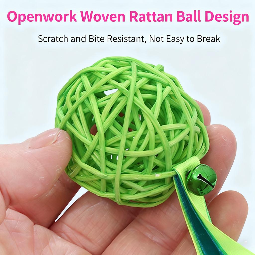 New Colored Rattan Ball Tassel with Bell Cat Toy, Self Fun Interactive Play Cat Toy, Wear-resistant, Bite Resistant, Easy To Clean, Pet Chew Toy