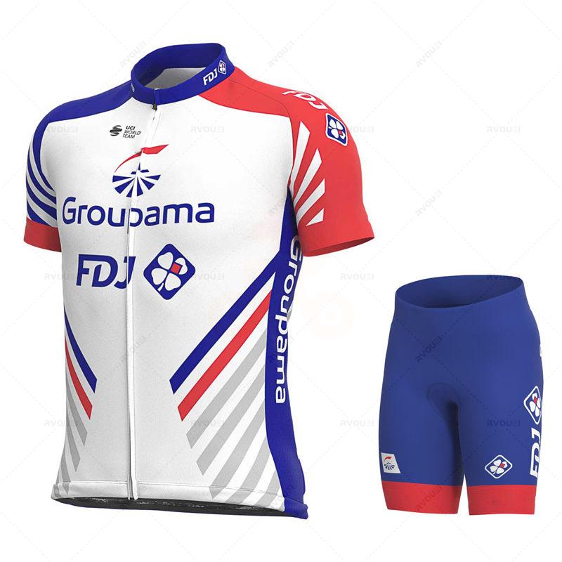 Cyklistické dresy 2026 Fdj Pánské cyklistické oblečení Letní krátký rukáv MTB Cyklistický oblek Oblečení na kolo Ropa Ciclismo Hombre