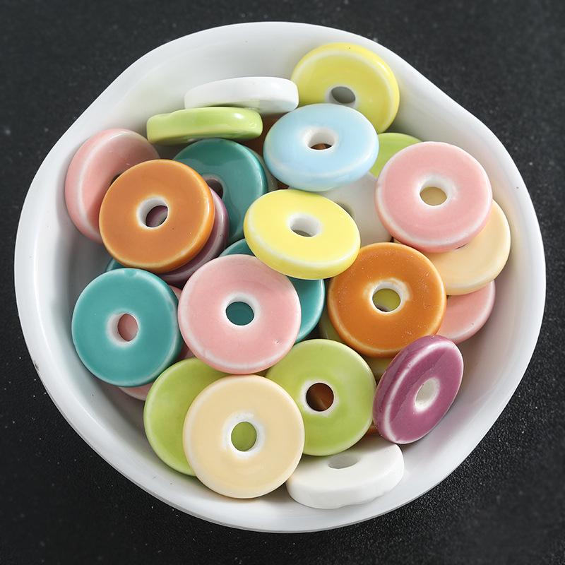 Fresh Large Hole Porcelain Donut Beads for DIY Bracelets