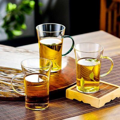 Hitzebeständiger grüner Tee Glasbecher - Ausgestellter Rand, Verbrühschutz, Schlichtes Design für Zuhause & Büro