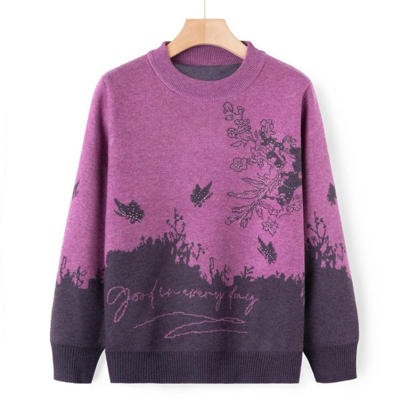 

Вязаные свитера для осени и зимы для матерей среднего и пожилого возраста, топы с полувысоким воротником, тонкий осенний свитер для бабушки 0 лет, футболка для ношения под низ 5XL (recommended 160-87.5kg)