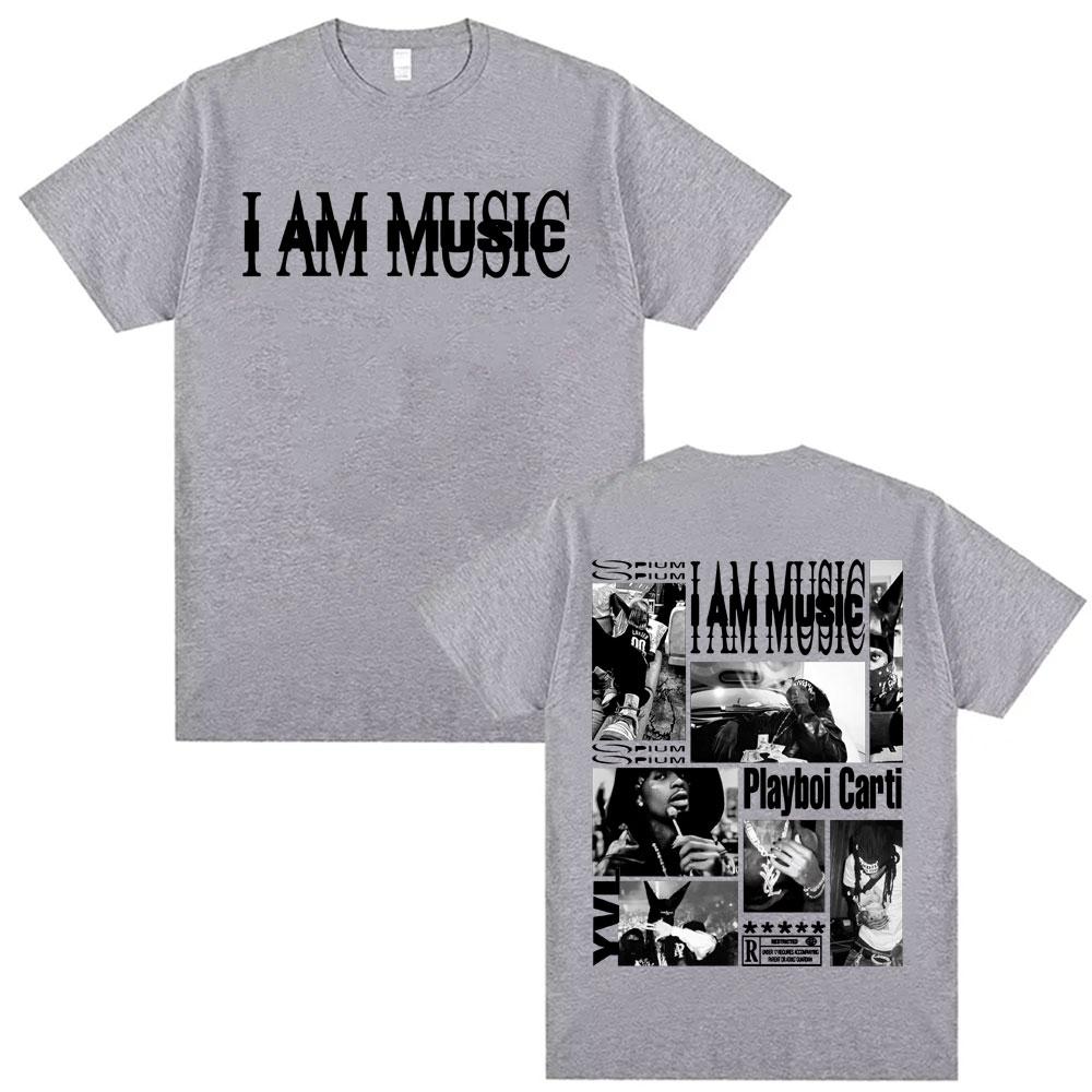 Rapper Playboi Carti I AM MUSIC Tričko s logem alba pro muže Módní Gotické Hip Hop Street Trička Unisex Letní Kulatý výstřih Topy Trička