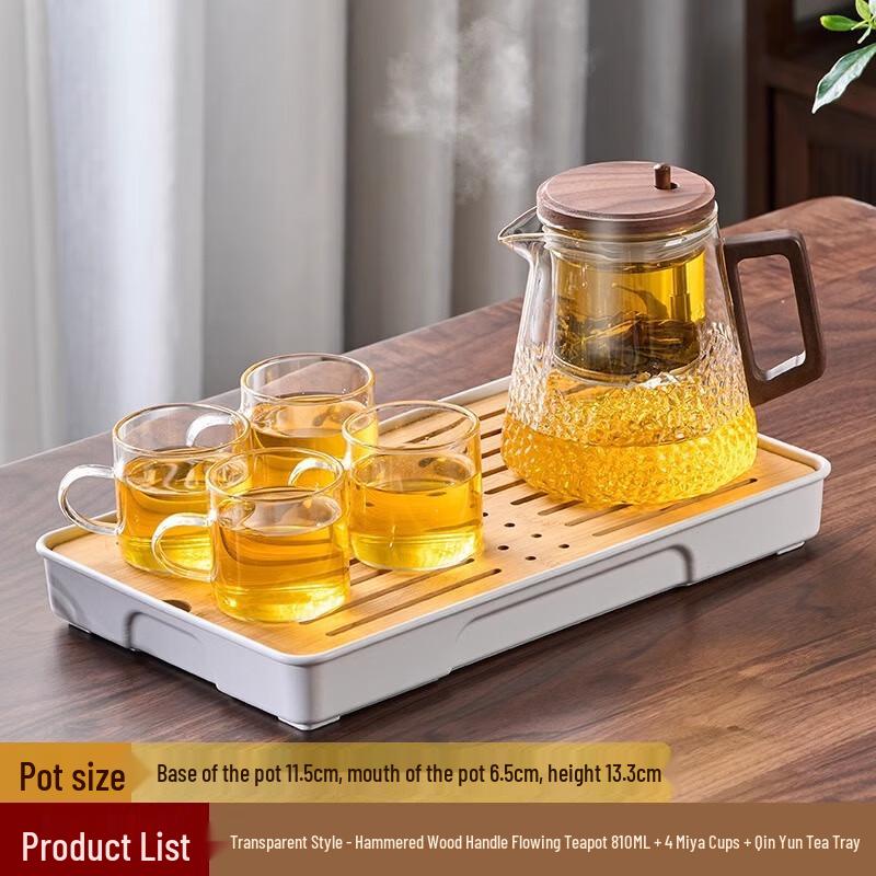 Sangqi Walnut Hammered Glass Easy Teapot Set