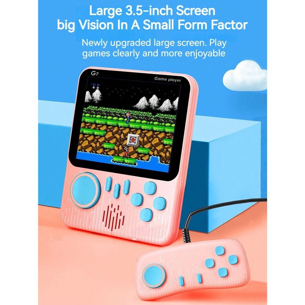 G7 Ultra-thin Mini Retro Handheld Portable Game Console 3.5-Inch LCD Color Screen Built-In 666 Game with Inbuilt Speaker Connect with TV Gameboy