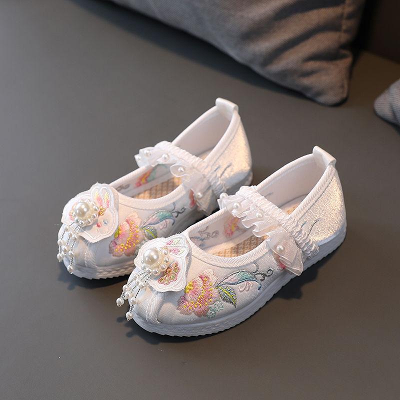 New girls embroidered shoes children's ancient shoes baby handmade cloth shoes Hanfu shoes performance shoes