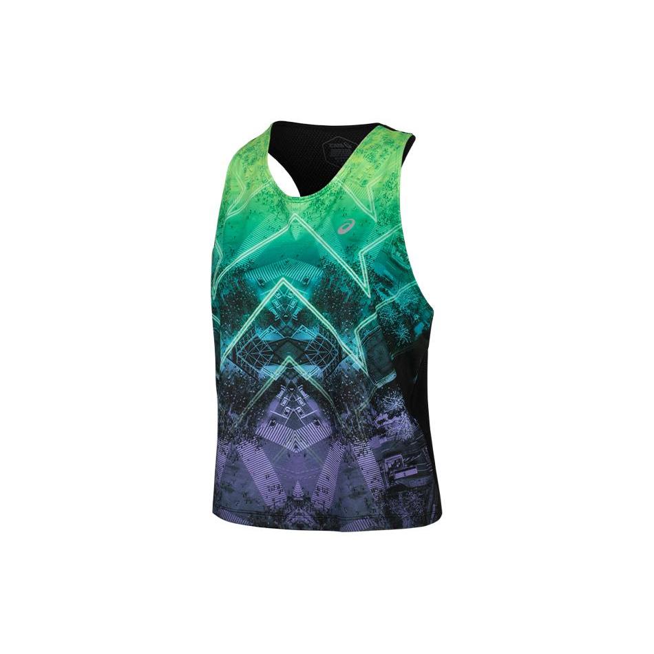 

New Asics Sport Vests Women s Purple Green Print 2012C802-308 XL