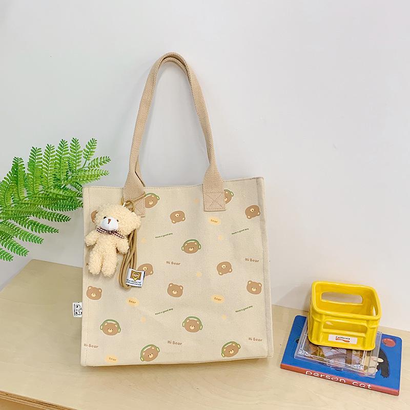 Korean Lazy Style Large Canvas Tote Bag - Fashionable, Versatile, High-End Women's Commuter Shoulder Bag