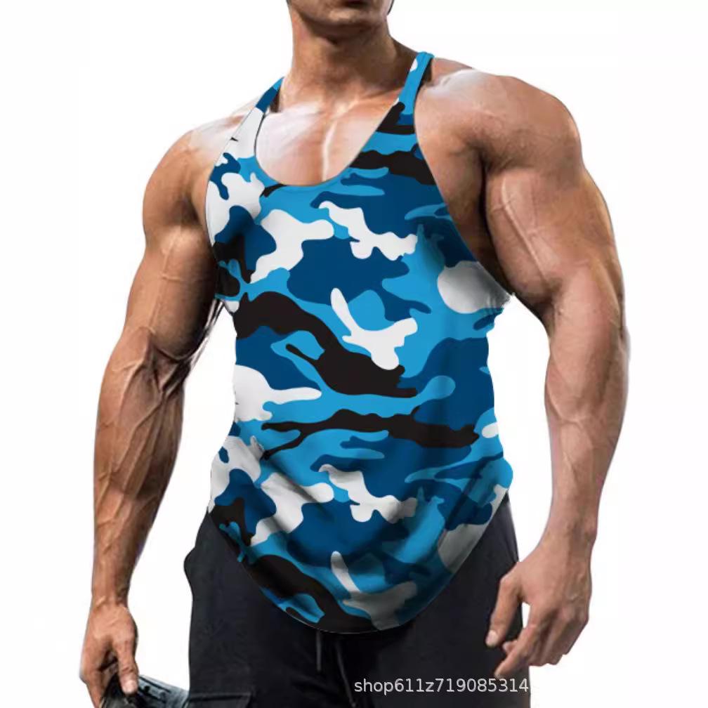 Men's Plus Size Camouflage U-neck Sleeveless Gym Vest
