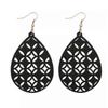 RSAMD Wood Hollow Teardrop Wooden Statement Earring for Women Fashion Jewelry-Burgundy