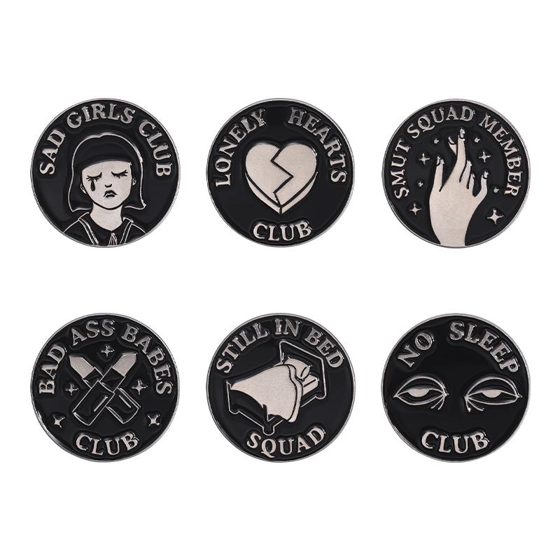 Punk Gothic Enamel Pins 4-7 Pcs/set Cute Ghost Halloween Cool Cowboy Brooches Lapel Badges Jewelry Gift for Fans Friends