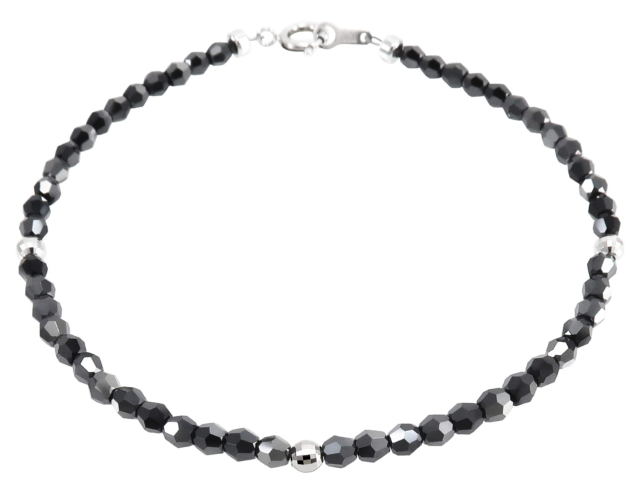 

Royal Jewelry 3mm Platinum Black Diamond Color Dark Silver Crystal Bracelet Anklet (17)
