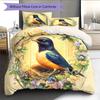 Flower Bird Pattern Bedding Quilt Set  Home Decoration  Gift (1 * duvet cover + 2 * pillowcase  without core)