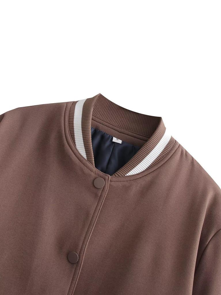 European and American Women's Casual Long-Sleeve Baseball Jacket