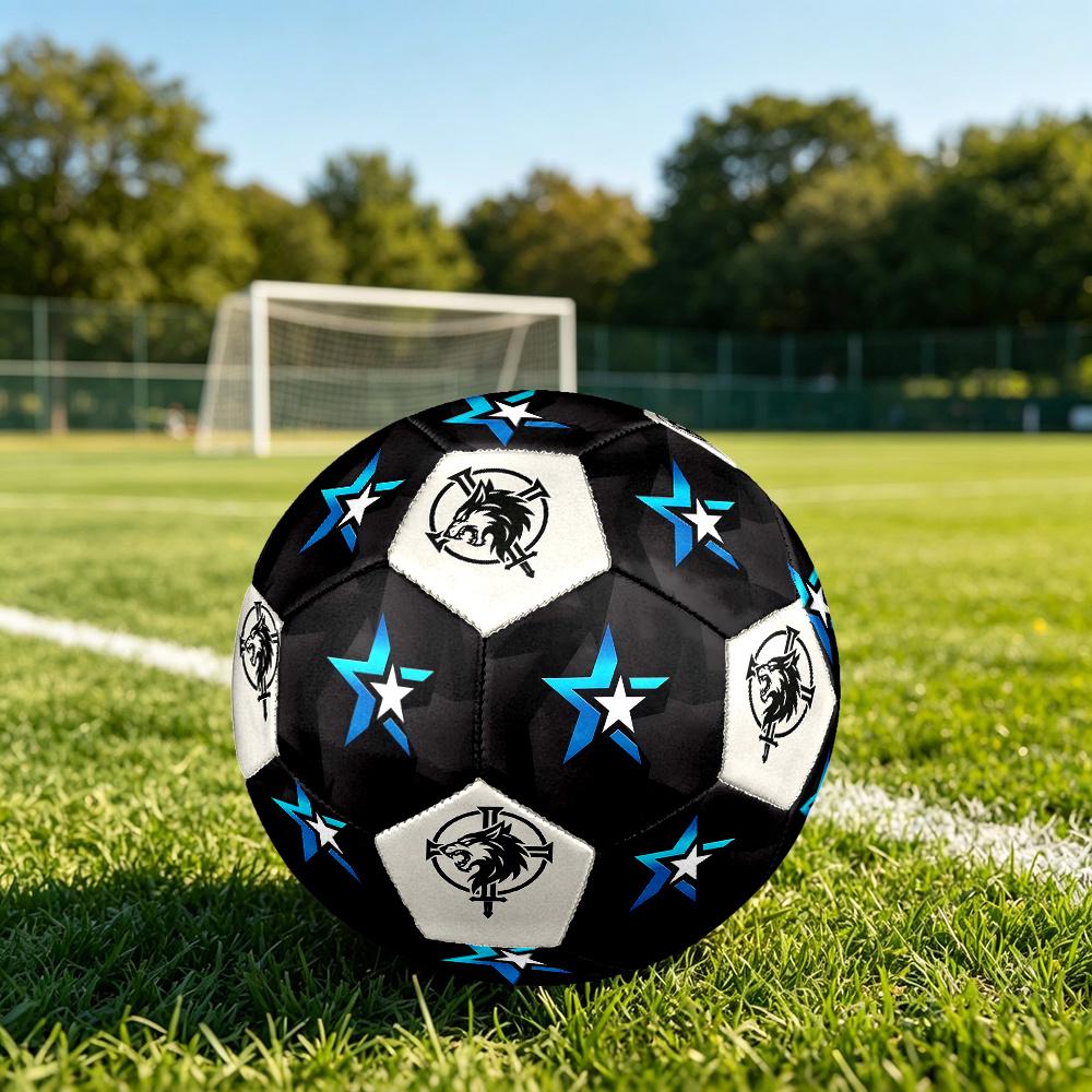 1PC Starlit Geometric Wolf Cross Soccer Ball Size 5 Football Machine Sewn Indoor/Outdoor Universal Football Gift W18