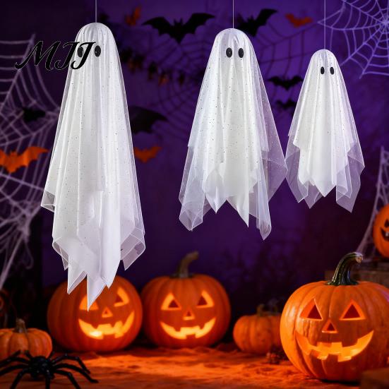 Halloween Atmosphere Decor 3Pcs/Set Decorations Hanging Ghost with Light Remote Ornament Control Indoor/Outdoor Ornaments for Yard Tree Garden String