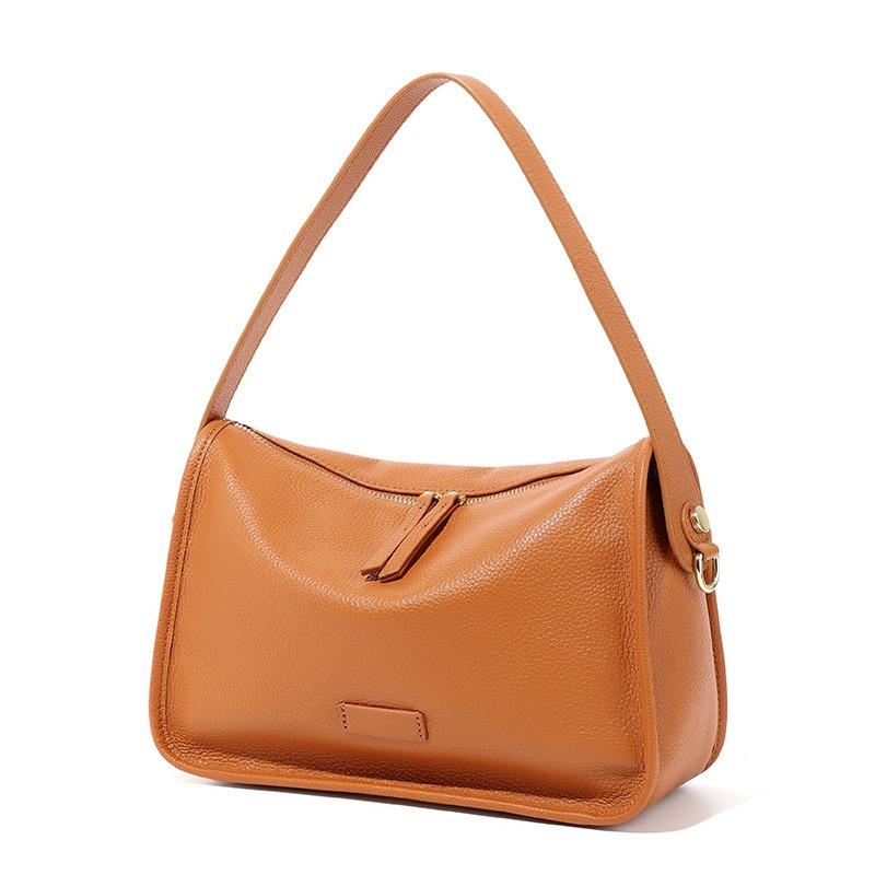 First layer cowhide bag women's new leather pillow bag retro simple and versatile shoulder bag commuter armpit bag