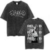 Rapper RELS B Skinny Flakk Tour Vintage Gewaschenes T-Shirt Herren Kleidung Hip Hop Übergroßes Kurzarm-T-Shirt Baumwoll-T-Shirts