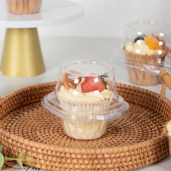 25/100Pcs Cake Packaging Box Transparent Muffin Cup Storage Container Stackable Reusable Design Cupcakes Cases