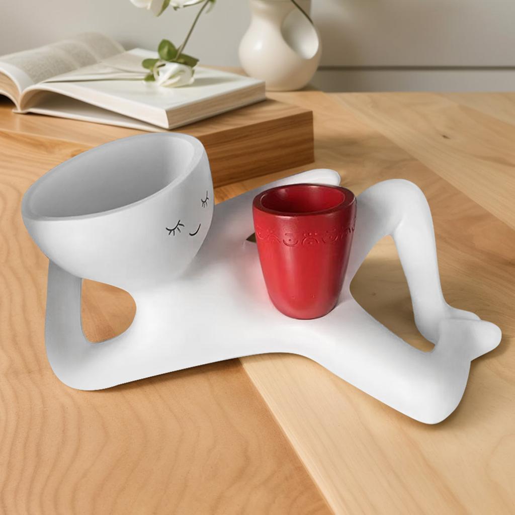 Lazy Guy Planter Resin Unique Lying Down Figure Succulent Pots with Drainage Hole Unique Shape Pot for Home Garden Decor Gifts