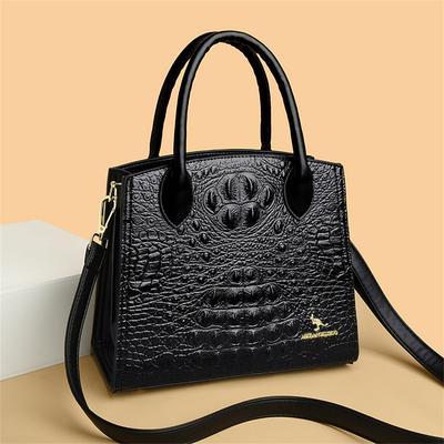 Bolsa de Mão de Luxo Feminina com Padrão Crocodilo Bolsa de Ombro Fashion de Grande Capacidade Vintage para Trabalho Bolsa Tote Multifuncional para Negócios