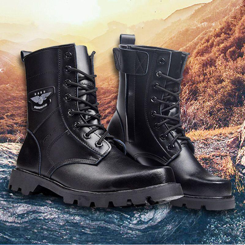 Men's Spring & Autumn Outdoor Combat Boots: Special Forces-Inspired, Hook & Loop, Waterproof, Wear-Resistant, High-Top Military Martin Work Boots.
