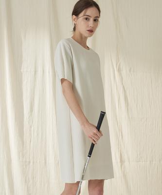 210 Edit Pleated Short Sleeve Dress_Zd2Op561_Ivo